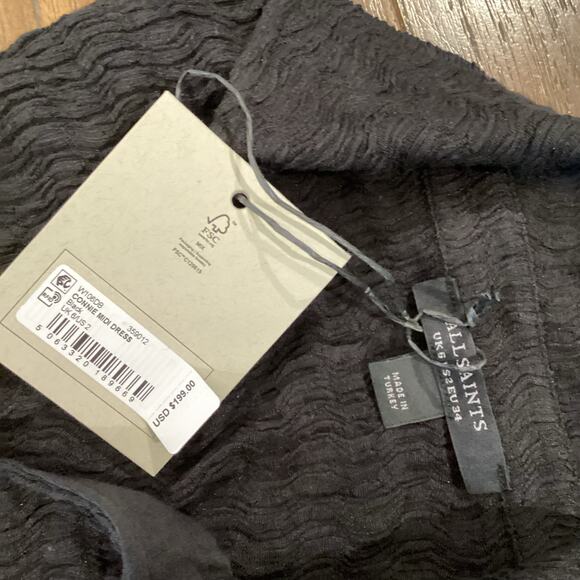 ALLSAINTS Connie Long Sleeve Midi Dress All Saints button down black 2 NWT - Picture 4 of 10